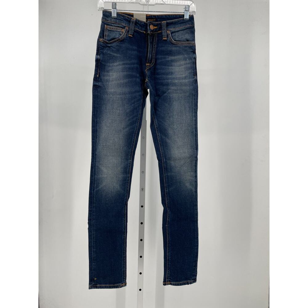 Nudie Mens Skinny Lin Jeans 27x32 Blue 100% Organic Cotton Denim Stretch 112454